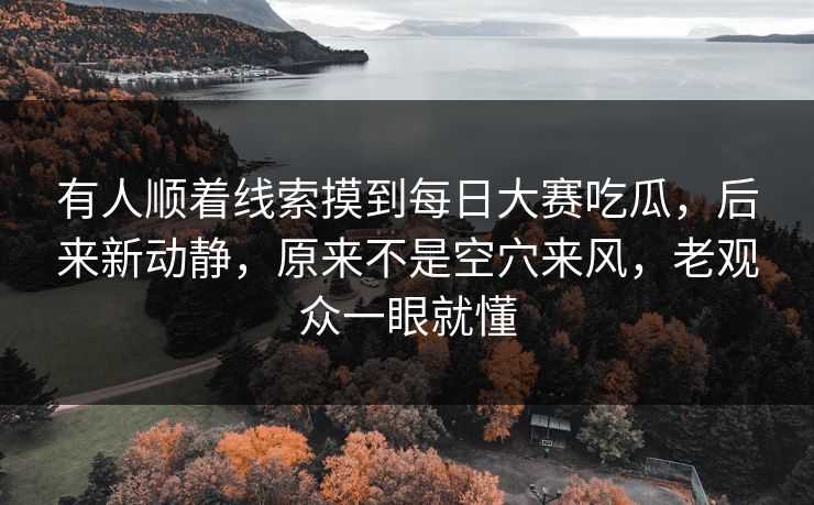 有人顺着线索摸到每日大赛吃瓜，后来新动静，原来不是空穴来风，老观众一眼就懂