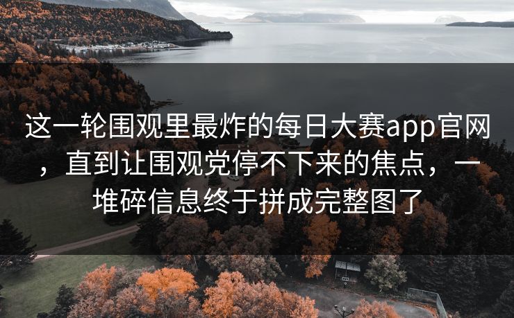 这一轮围观里最炸的每日大赛app官网，直到让围观党停不下来的焦点，一堆碎信息终于拼成完整图了