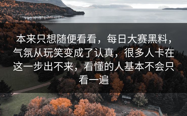 本来只想随便看看，每日大赛黑料，气氛从玩笑变成了认真，很多人卡在这一步出不来，看懂的人基本不会只看一遍